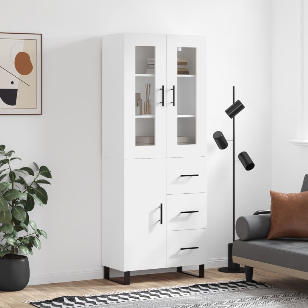 Skříň Highboard Betonově Šedá 69,5X34X180 Cm Kompozitní Dřevo