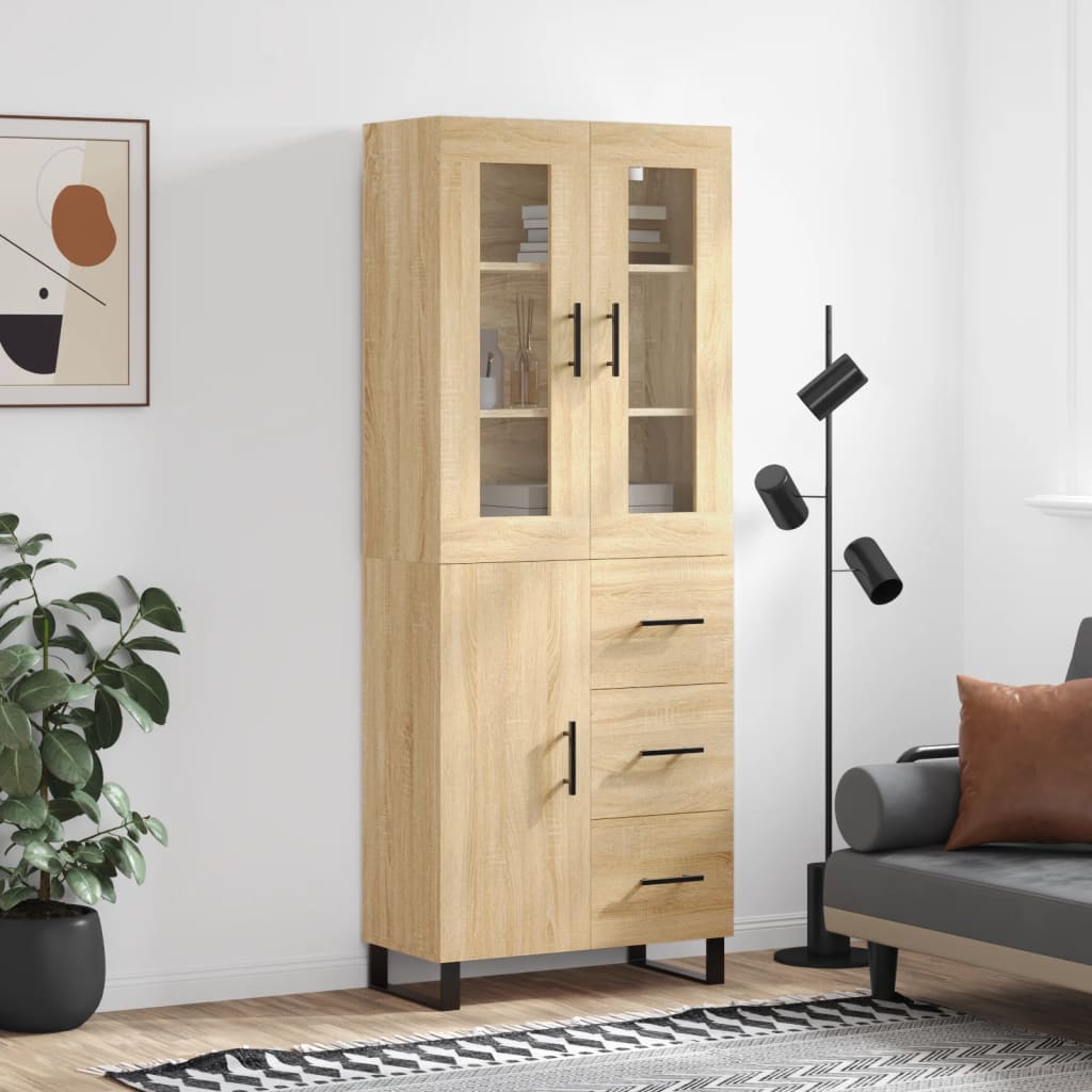 Skříň Highboard Betonově Šedá 69,5X34X180 Cm Kompozitní Dřevo