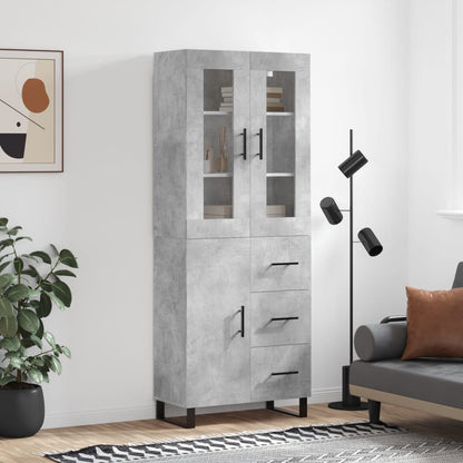 Skříň Highboard Betonově Šedá 69,5X34X180 Cm Kompozitní Dřevo