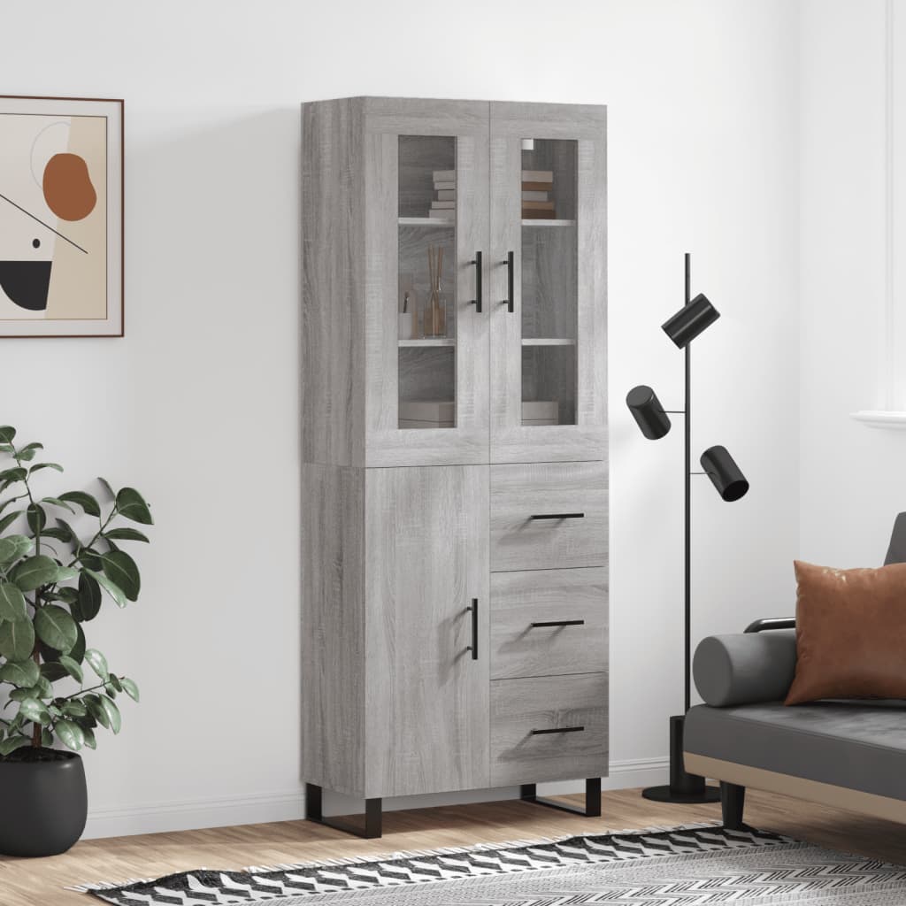 Skříň Highboard Betonově Šedá 69,5X34X180 Cm Kompozitní Dřevo