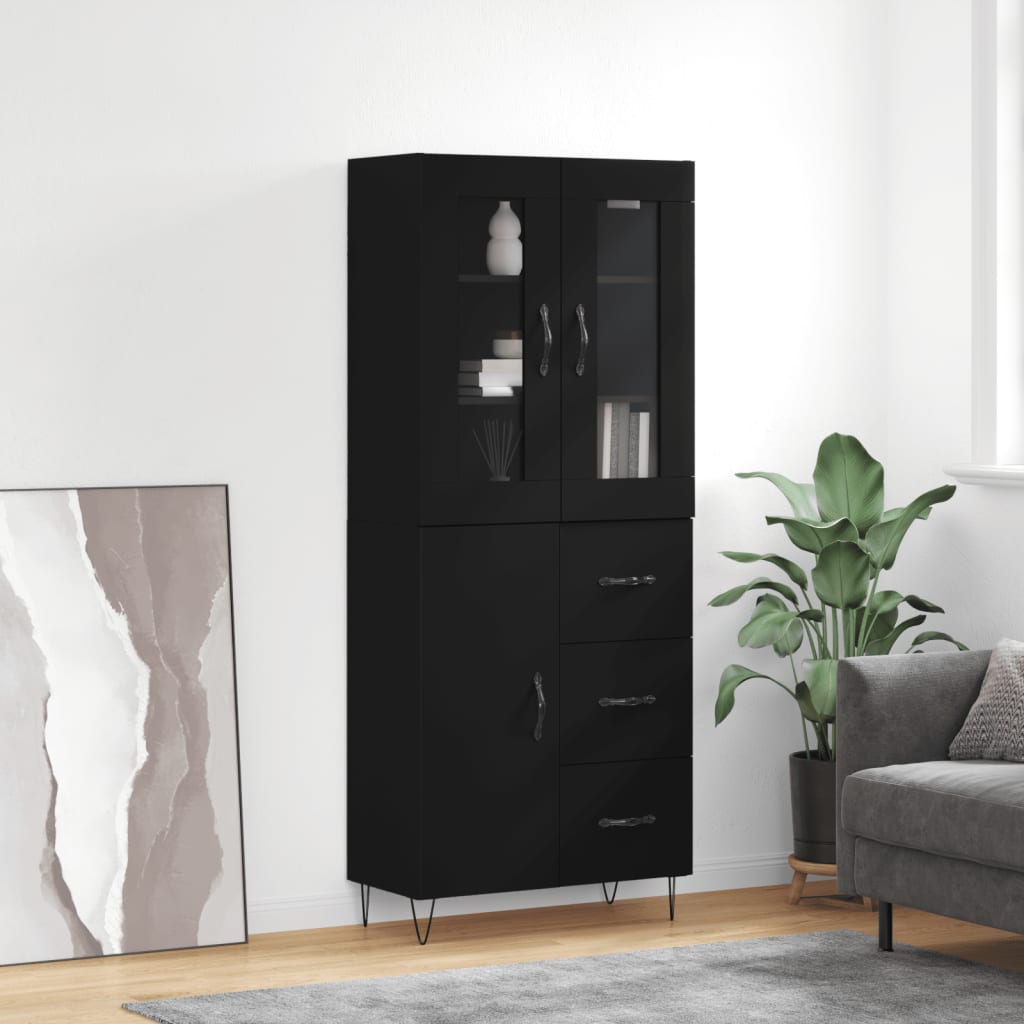 Skříň Highboard Lesklá Bílá 69,5 X 34 X 180 Cm Kompozitní Dřevo