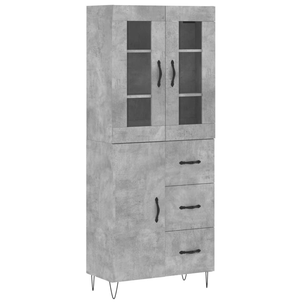 Skříň Highboard Betonově Šedá 69,5X34X180 Cm Kompozitní Dřevo
