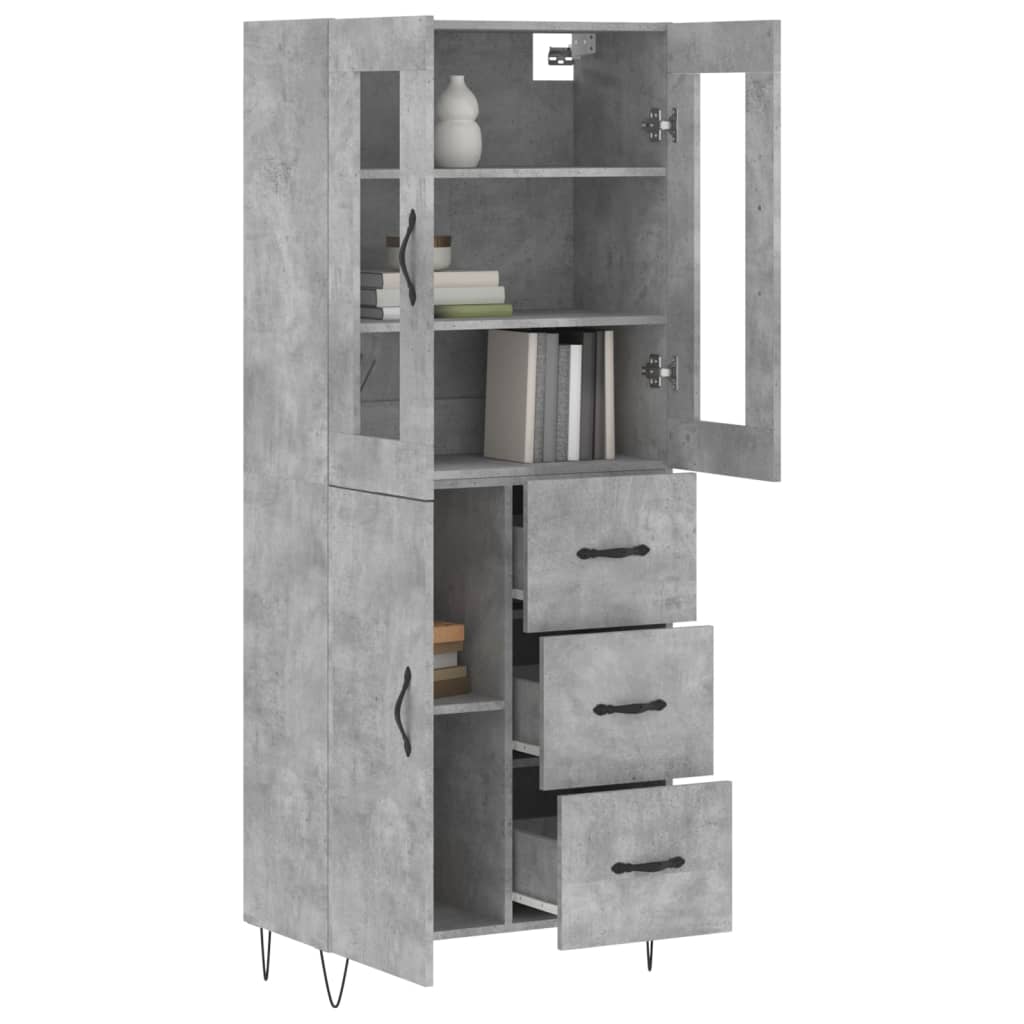 Skříň Highboard Betonově Šedá 69,5X34X180 Cm Kompozitní Dřevo