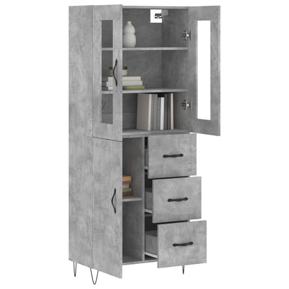 Skříň Highboard Betonově Šedá 69,5X34X180 Cm Kompozitní Dřevo