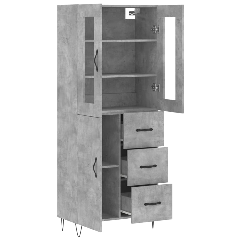 Skříň Highboard Betonově Šedá 69,5X34X180 Cm Kompozitní Dřevo