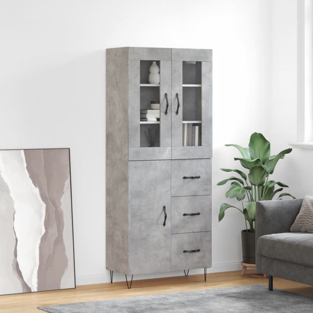 Skříň Highboard Betonově Šedá 69,5X34X180 Cm Kompozitní Dřevo