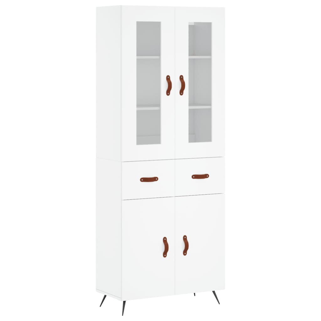 Skříň Highboard Bílá 69,5 X 34 X 180 Cm Kompozitní Dřevo