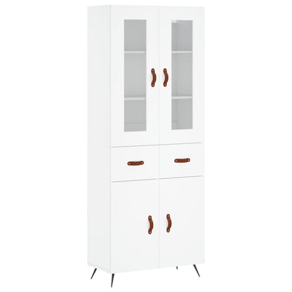 Skříň Highboard Bílá 69,5 X 34 X 180 Cm Kompozitní Dřevo