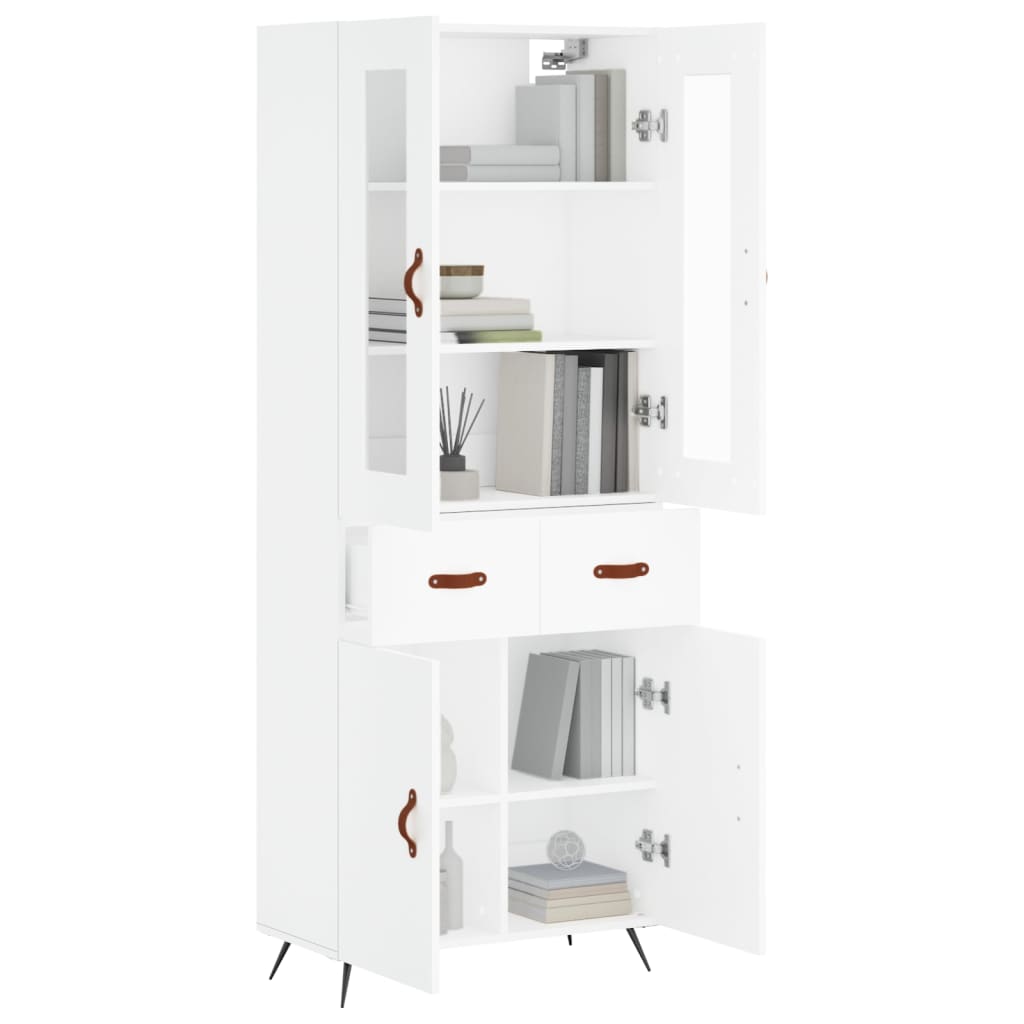 Skříň Highboard Bílá 69,5 X 34 X 180 Cm Kompozitní Dřevo