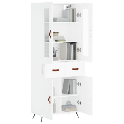 Skříň Highboard Bílá 69,5 X 34 X 180 Cm Kompozitní Dřevo