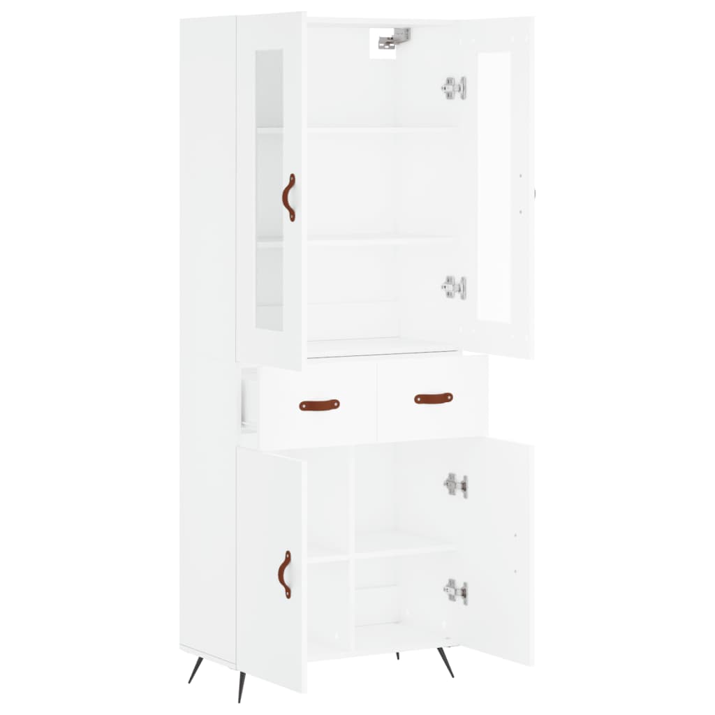 Skříň Highboard Bílá 69,5 X 34 X 180 Cm Kompozitní Dřevo