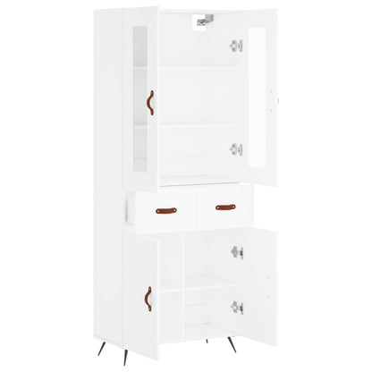Skříň Highboard Bílá 69,5 X 34 X 180 Cm Kompozitní Dřevo