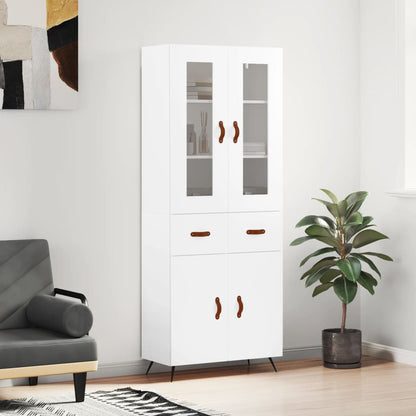 Skříň Highboard Bílá 69,5 X 34 X 180 Cm Kompozitní Dřevo