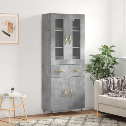 Skříň Highboard Šedá Sonoma 69,5 X 34 X 180 Cm Kompozitní Dřevo