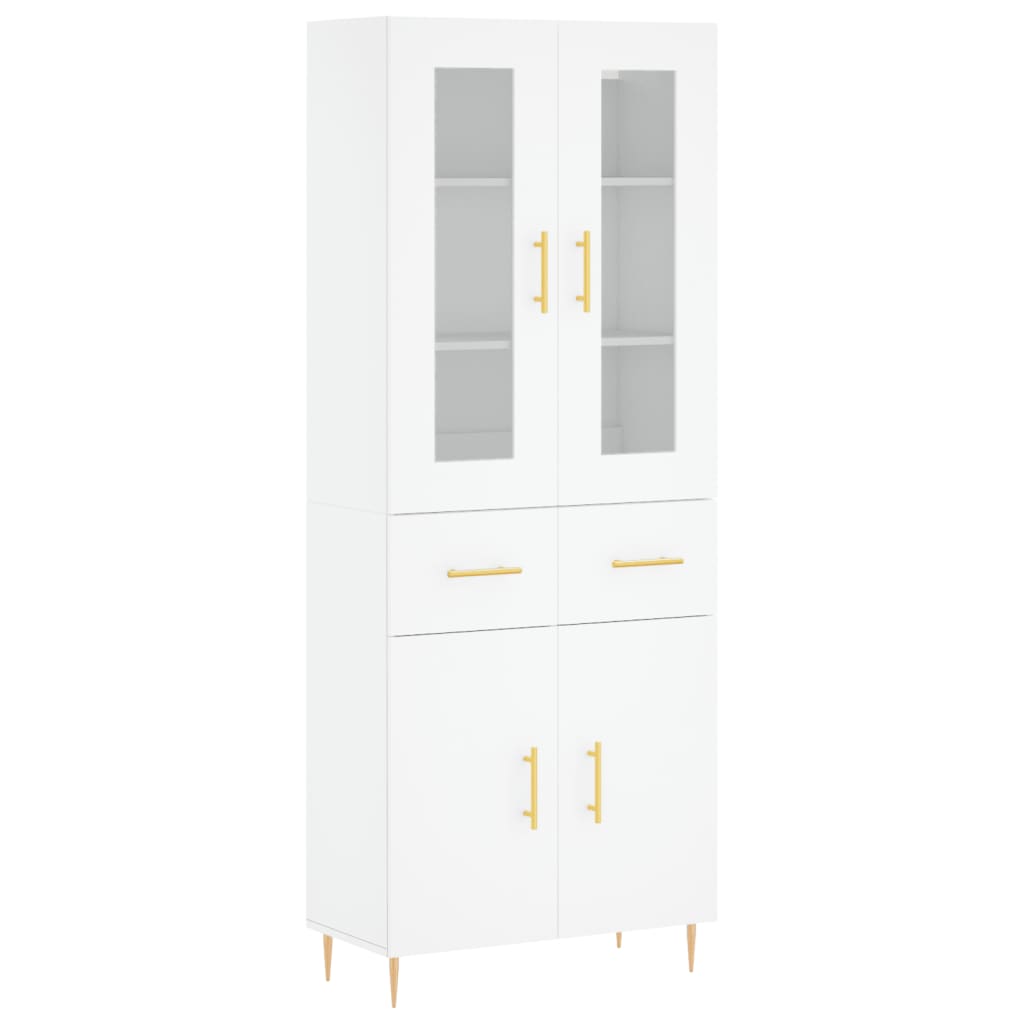 Skříň Highboard Bílá 69,5 X 34 X 180 Cm Kompozitní Dřevo