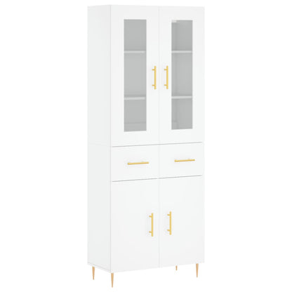 Skříň Highboard Bílá 69,5 X 34 X 180 Cm Kompozitní Dřevo