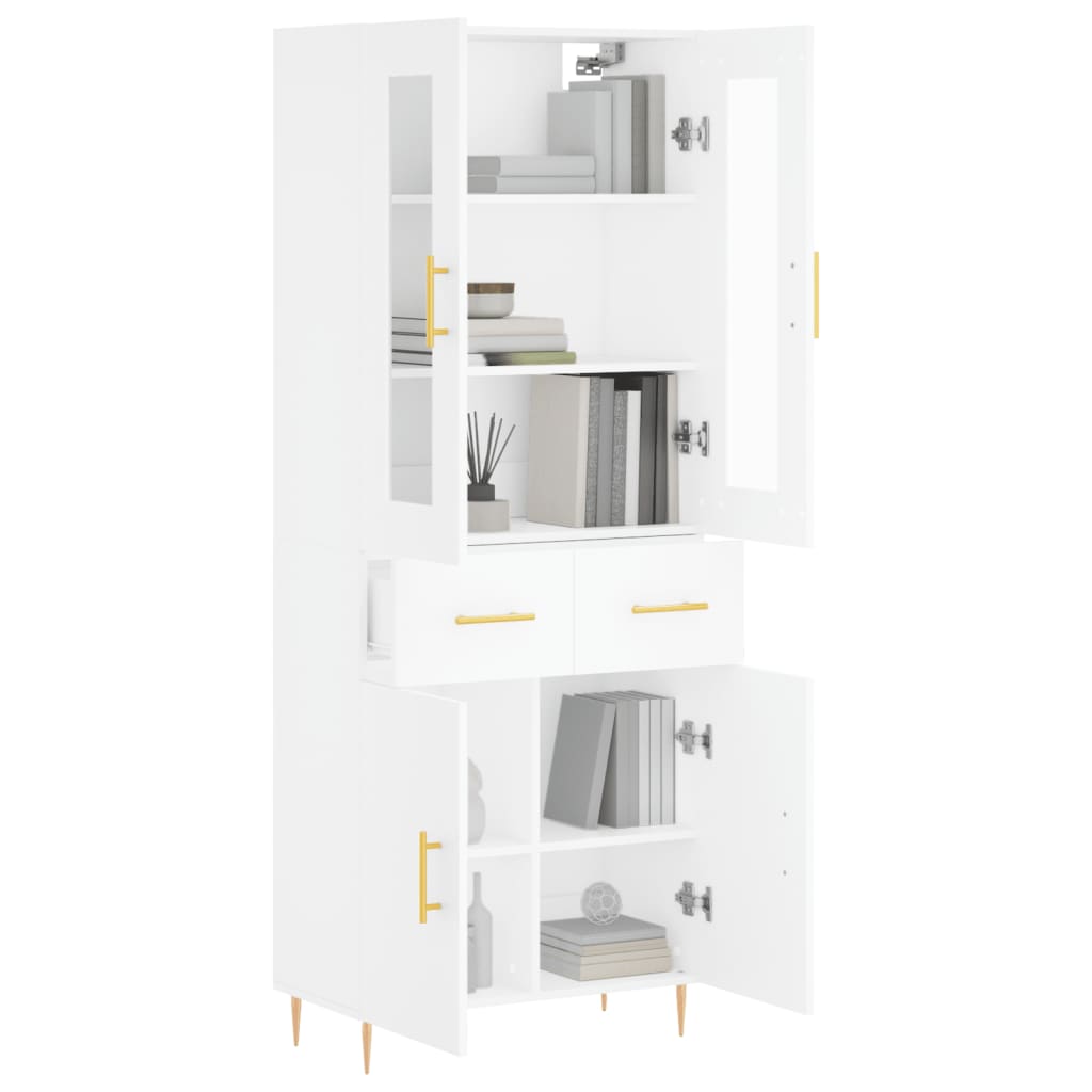 Skříň Highboard Bílá 69,5 X 34 X 180 Cm Kompozitní Dřevo