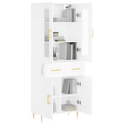 Skříň Highboard Bílá 69,5 X 34 X 180 Cm Kompozitní Dřevo