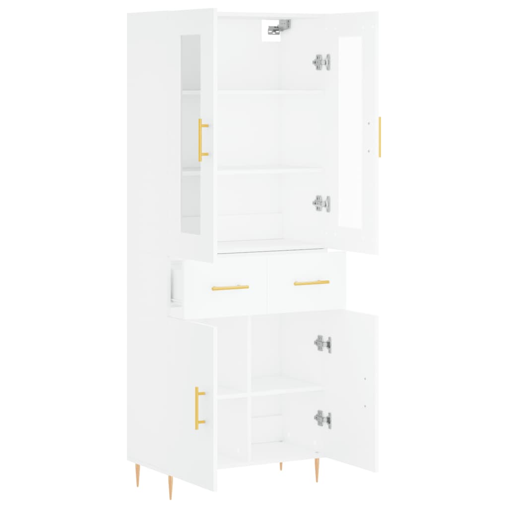 Skříň Highboard Bílá 69,5 X 34 X 180 Cm Kompozitní Dřevo