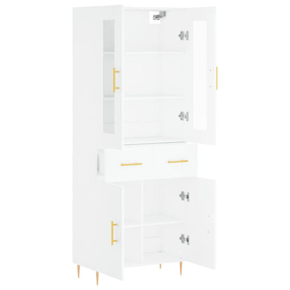Skříň Highboard Bílá 69,5 X 34 X 180 Cm Kompozitní Dřevo