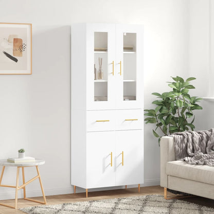 Skříň Highboard Bílá 69,5 X 34 X 180 Cm Kompozitní Dřevo