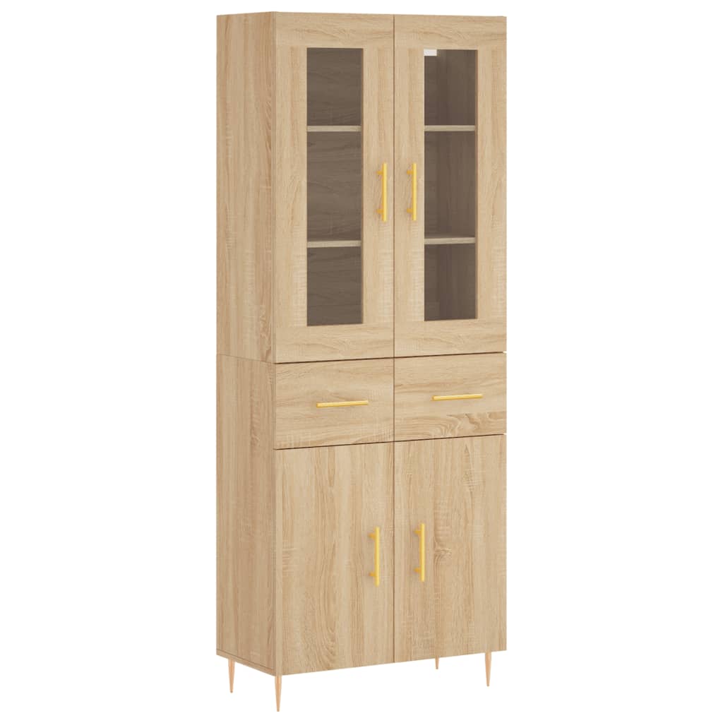 Skříň Highboard Dub Sonoma 69,5 X 34 X 180 Cm Kompozitní Dřevo