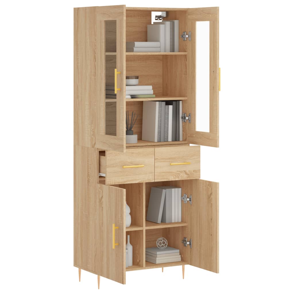 Skříň Highboard Dub Sonoma 69,5 X 34 X 180 Cm Kompozitní Dřevo