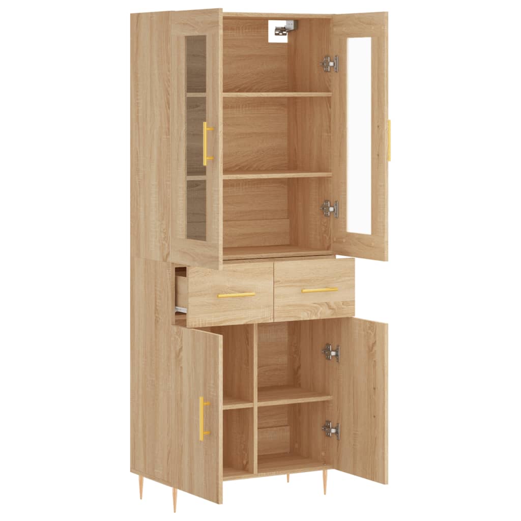 Skříň Highboard Dub Sonoma 69,5 X 34 X 180 Cm Kompozitní Dřevo