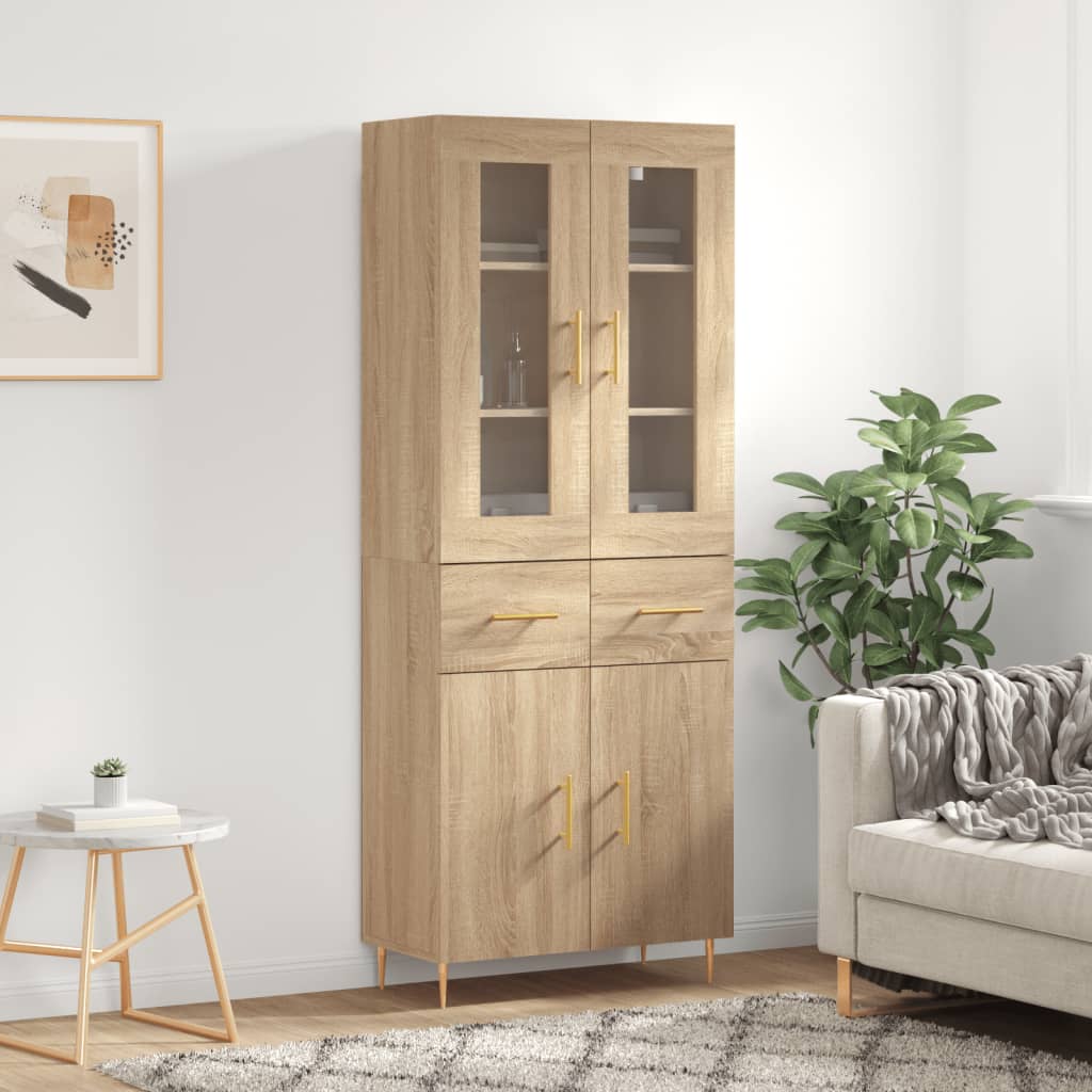 Skříň Highboard Dub Sonoma 69,5 X 34 X 180 Cm Kompozitní Dřevo