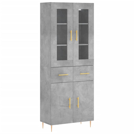 Skříň Highboard Betonově Šedá 69,5X34X180 Cm Kompozitní Dřevo