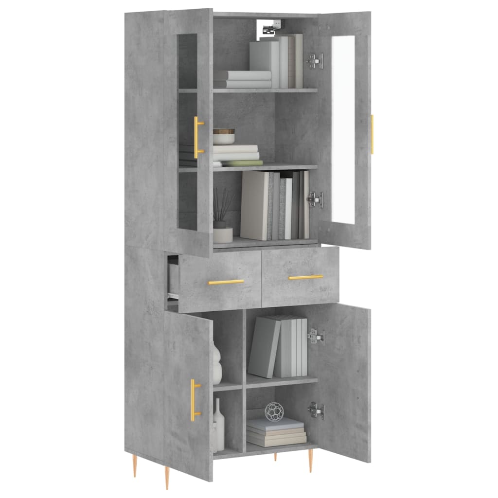 Skříň Highboard Betonově Šedá 69,5X34X180 Cm Kompozitní Dřevo