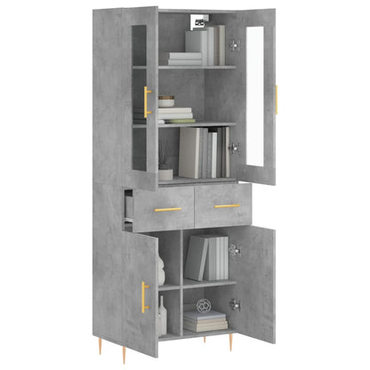 Skříň Highboard Betonově Šedá 69,5X34X180 Cm Kompozitní Dřevo