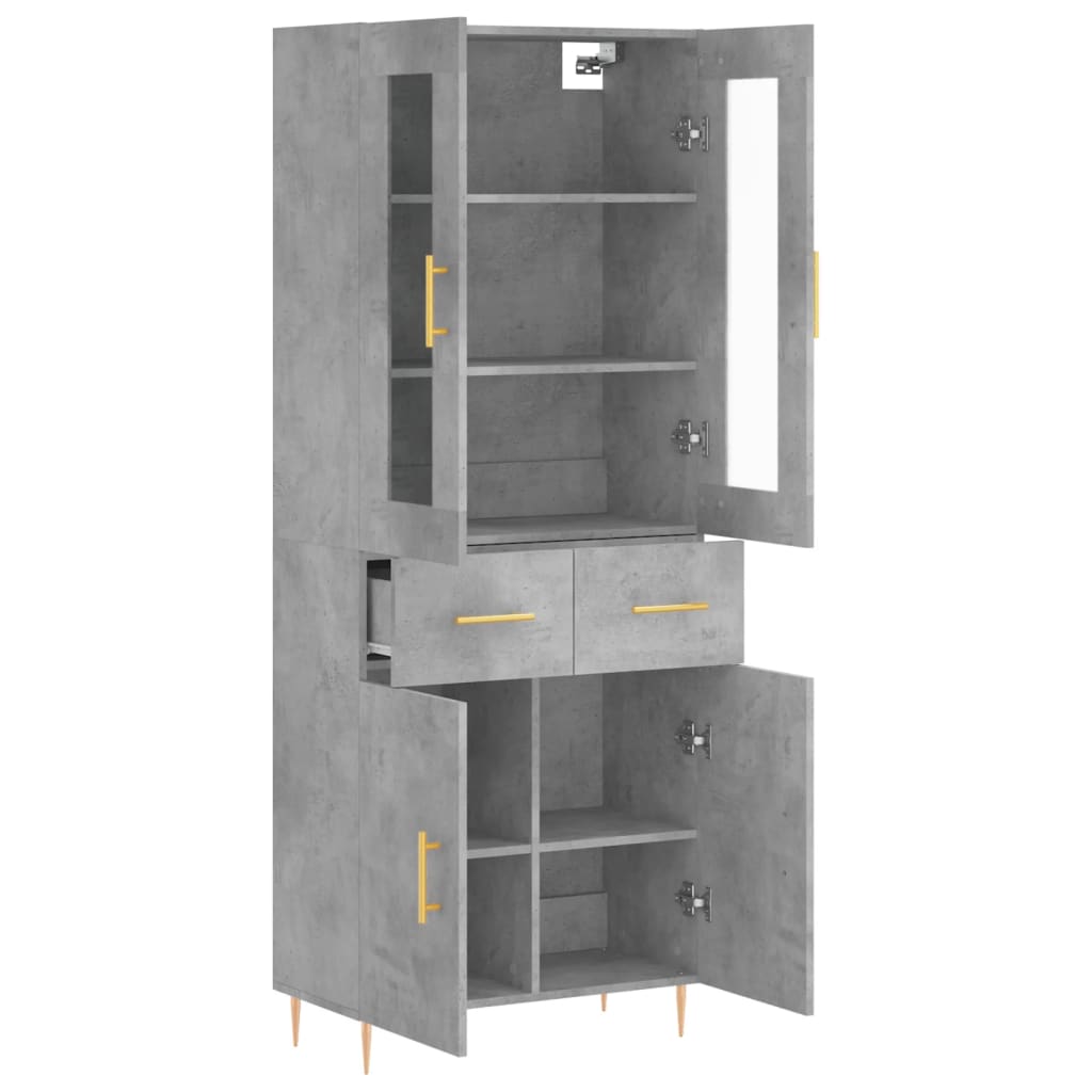 Skříň Highboard Betonově Šedá 69,5X34X180 Cm Kompozitní Dřevo