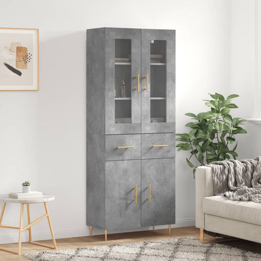 Skříň Highboard Betonově Šedá 69,5X34X180 Cm Kompozitní Dřevo