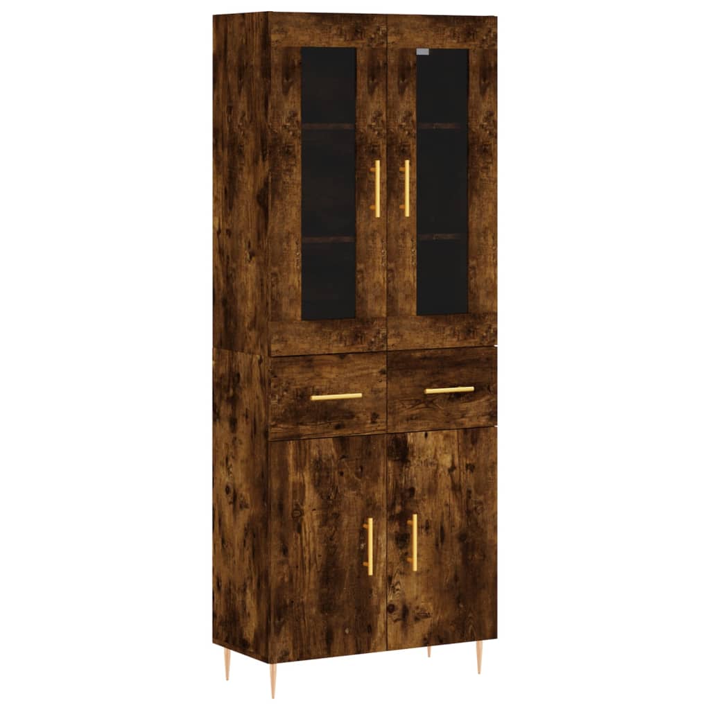 Skříň Highboard Kouřový Dub 69,5 X 34 X 180 Cm Kompozitní Dřevo