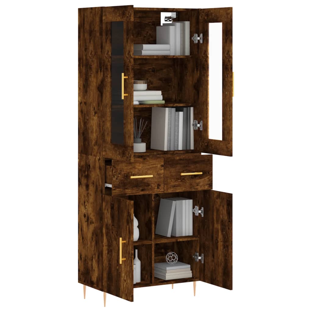 Skříň Highboard Kouřový Dub 69,5 X 34 X 180 Cm Kompozitní Dřevo
