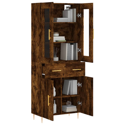 Skříň Highboard Kouřový Dub 69,5 X 34 X 180 Cm Kompozitní Dřevo