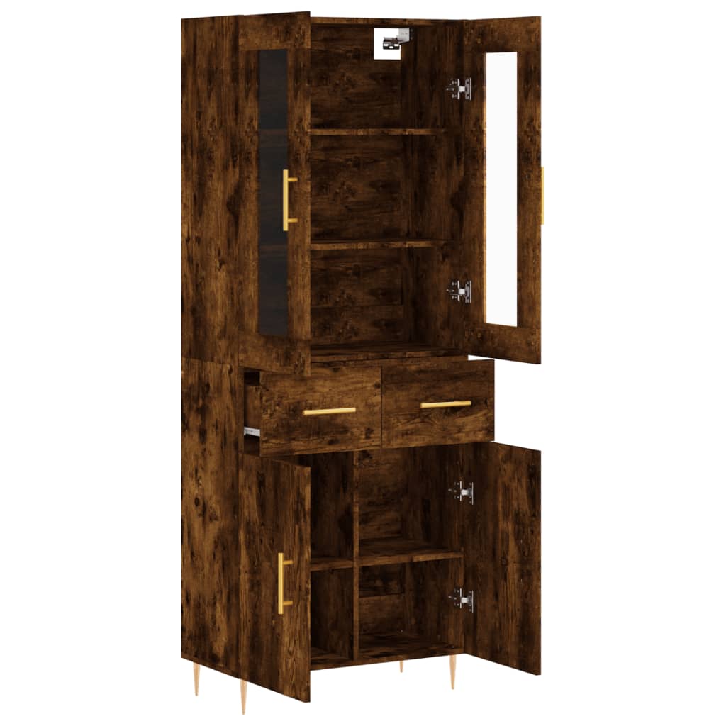 Skříň Highboard Kouřový Dub 69,5 X 34 X 180 Cm Kompozitní Dřevo