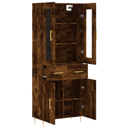 Skříň Highboard Kouřový Dub 69,5 X 34 X 180 Cm Kompozitní Dřevo