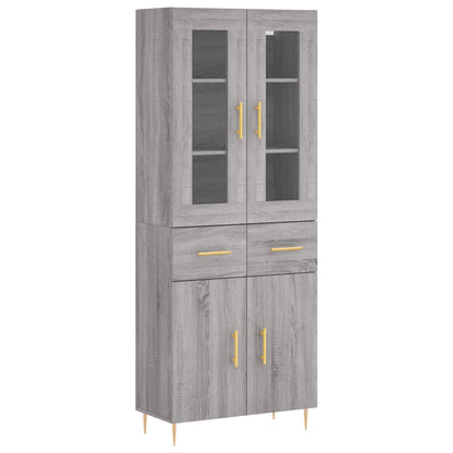 Skříň Highboard Šedá Sonoma 69,5 X 34 X 180 Cm Kompozitní Dřevo