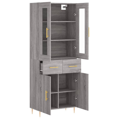 Skříň Highboard Šedá Sonoma 69,5 X 34 X 180 Cm Kompozitní Dřevo