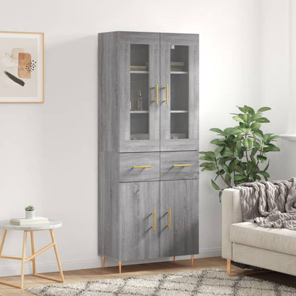 Skříň Highboard Šedá Sonoma 69,5 X 34 X 180 Cm Kompozitní Dřevo