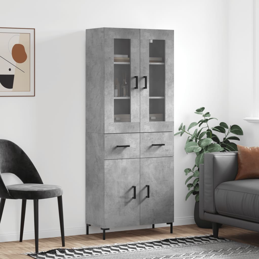 Skříň Highboard Šedá Sonoma 69,5 X 34 X 180 Cm Kompozitní Dřevo