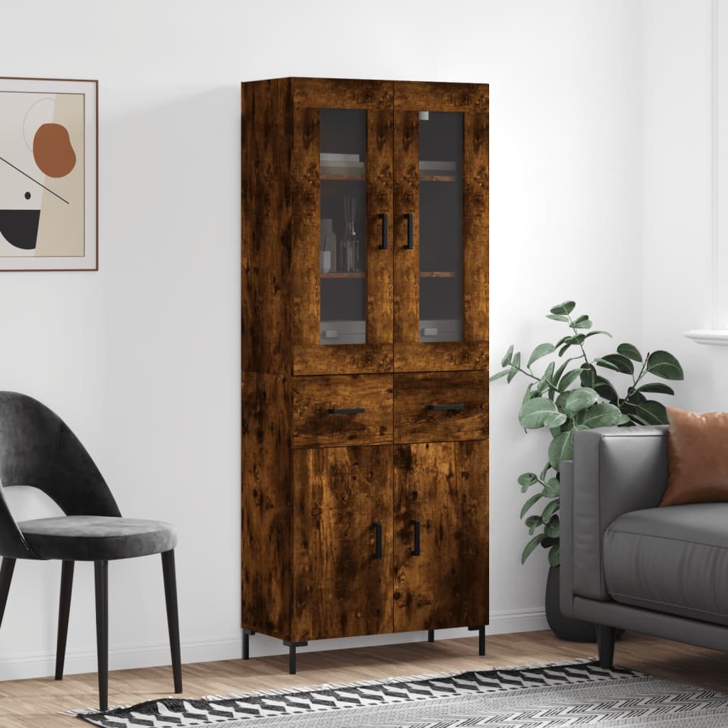 Skříň Highboard Šedá Sonoma 69,5 X 34 X 180 Cm Kompozitní Dřevo