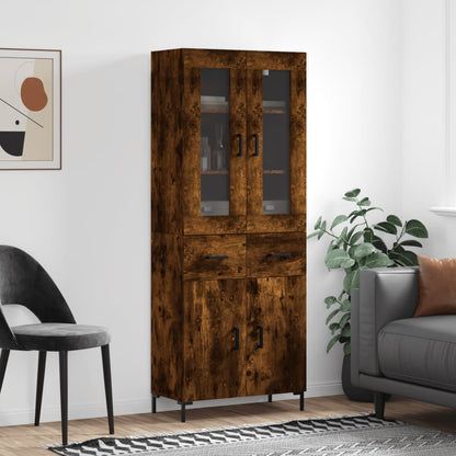 Skříň Highboard Šedá Sonoma 69,5 X 34 X 180 Cm Kompozitní Dřevo
