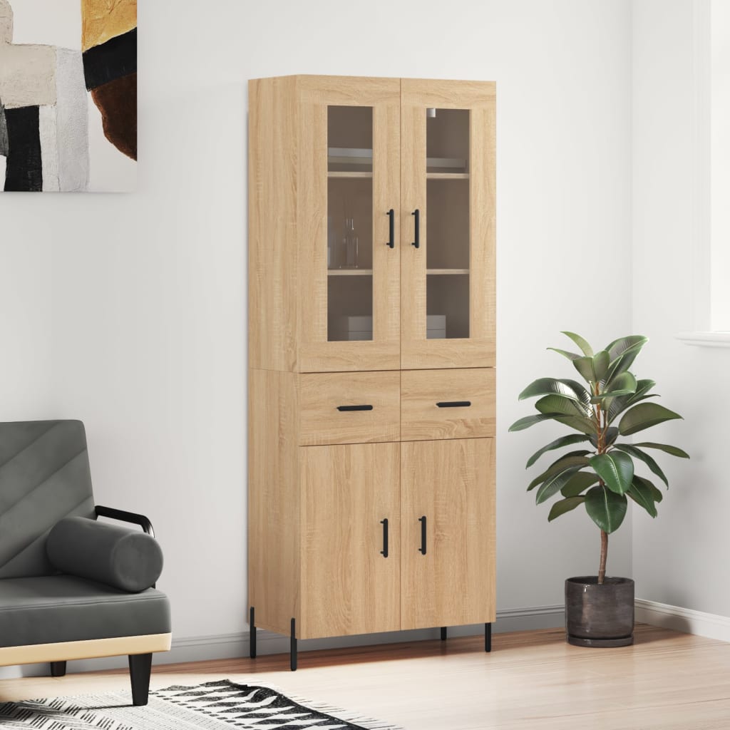 Skříň Highboard Betonově Šedá 69,5X34X180 Cm Kompozitní Dřevo