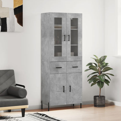 Skříň Highboard Betonově Šedá 69,5X34X180 Cm Kompozitní Dřevo