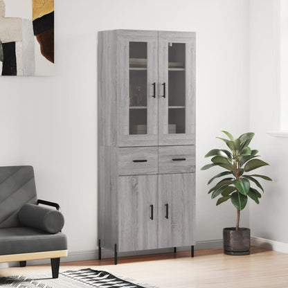 Skříň Highboard Betonově Šedá 69,5X34X180 Cm Kompozitní Dřevo
