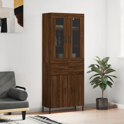 Skříň Highboard Betonově Šedá 69,5X34X180 Cm Kompozitní Dřevo