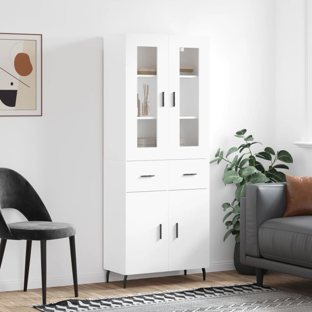 Skříň Highboard Betonově Šedá 69,5X34X180 Cm Kompozitní Dřevo